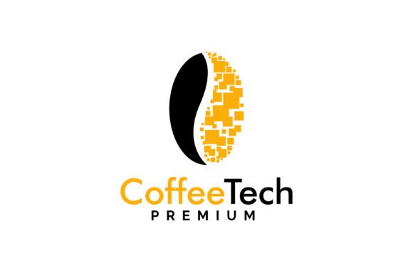 Coffee Tech Logo in Pixel Style: A Nostalgic Yet Modern Branding Tool