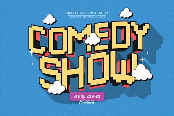 Comedy Show Pixel 3D Text Effect: A Retro Laugh Riot for Your Designs