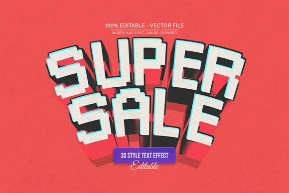 Give Your Projects a Bold, Nostalgic Edge with Super Sale Retro Pixel 3D Text Effect