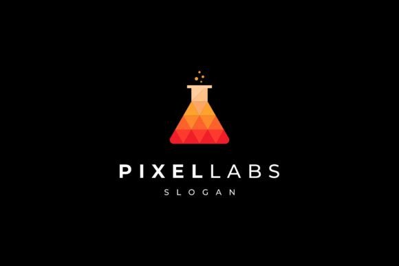 Lab Glass Flask Pixel Triangle Logo: A Modern Design Asset