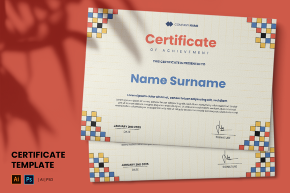 Pixel Retro Frame Certificate: A Modern Template for Any Achievement
