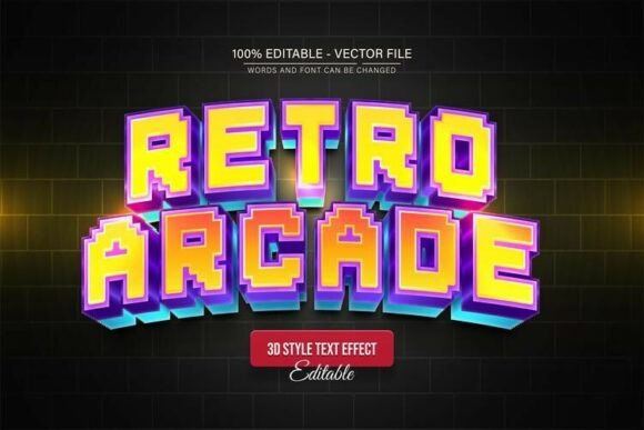 Retro Arcade Pixel Style 3D Text: A Fully Editable Vector Powerhouse